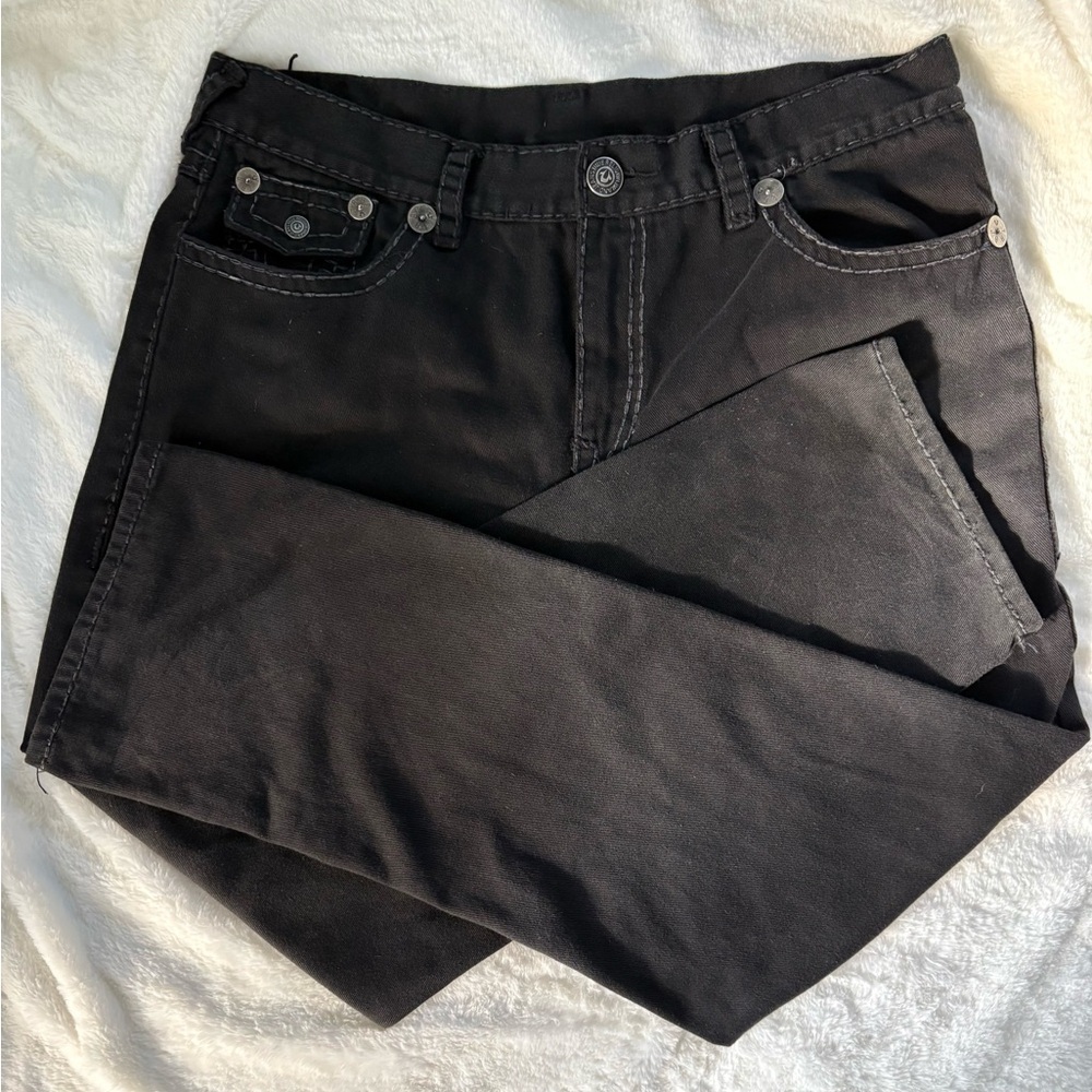 Men’s True Religion Ricky Super T Straight Leg BlackThick Stitch Jean, Sz: 42